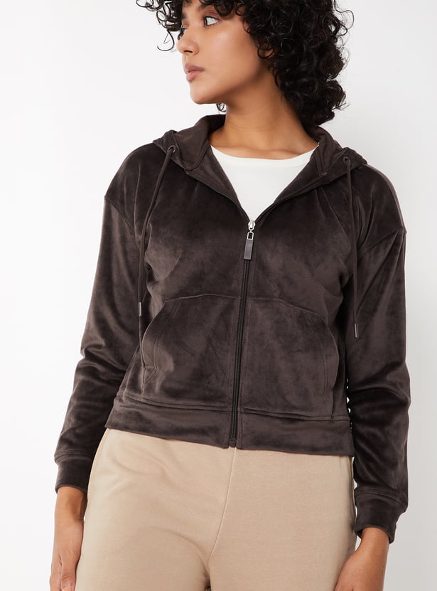 Women Solid Hooded Jacket