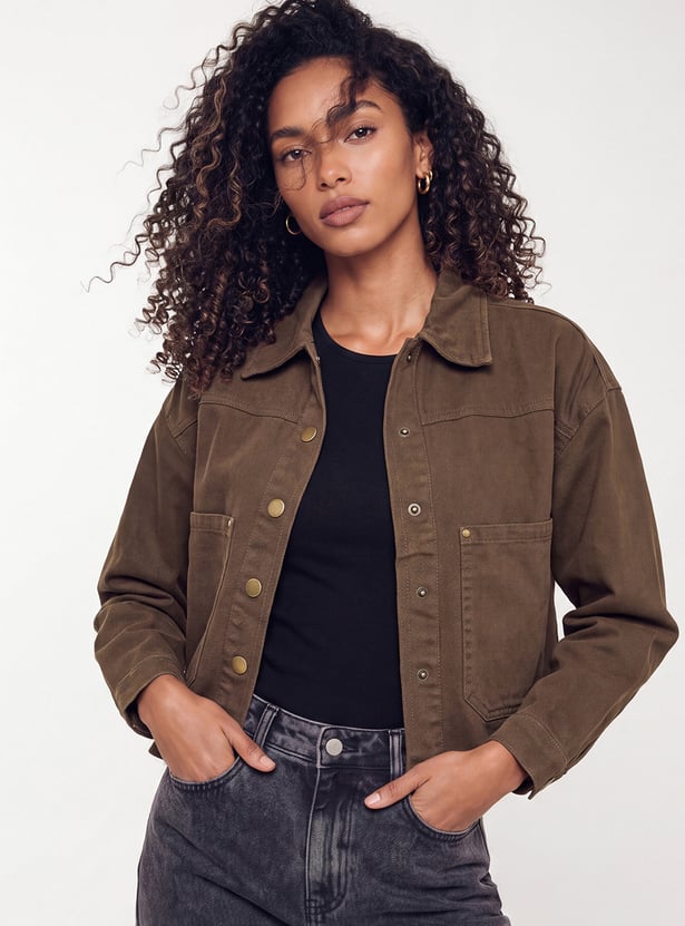 Women Solid Boxy Jacket
