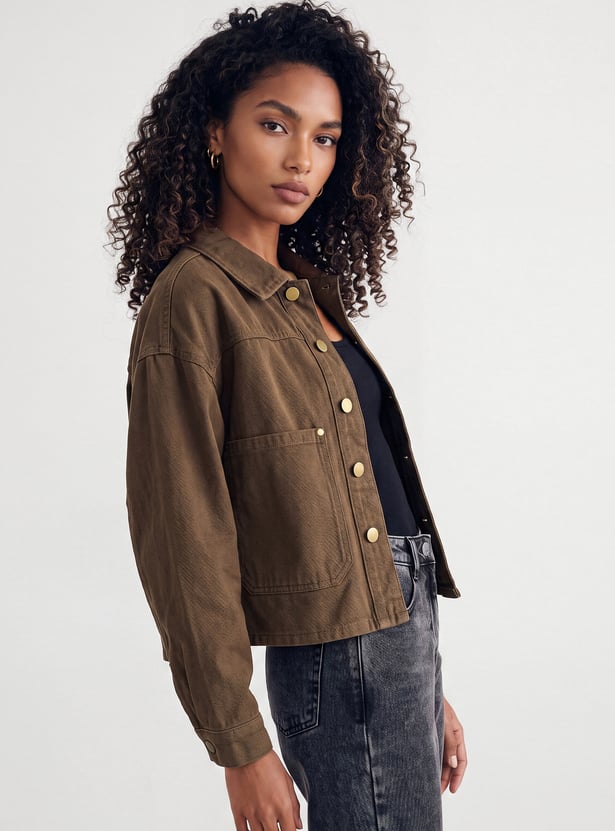 Women Solid Boxy Jacket