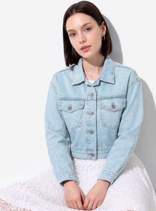 Women Washed Trucker Denim Jacket