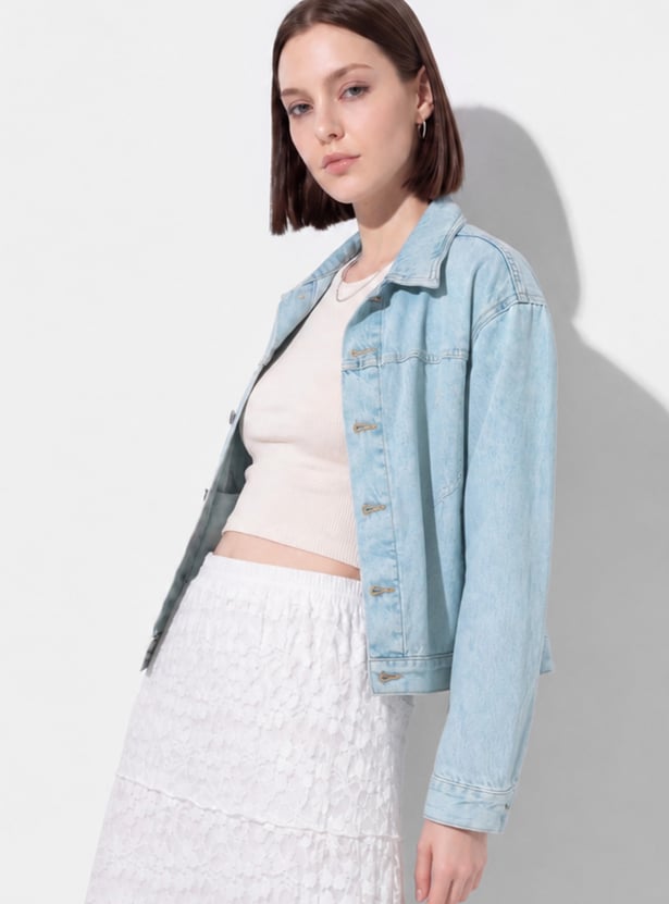 Women Washed Trucker Denim Jacket