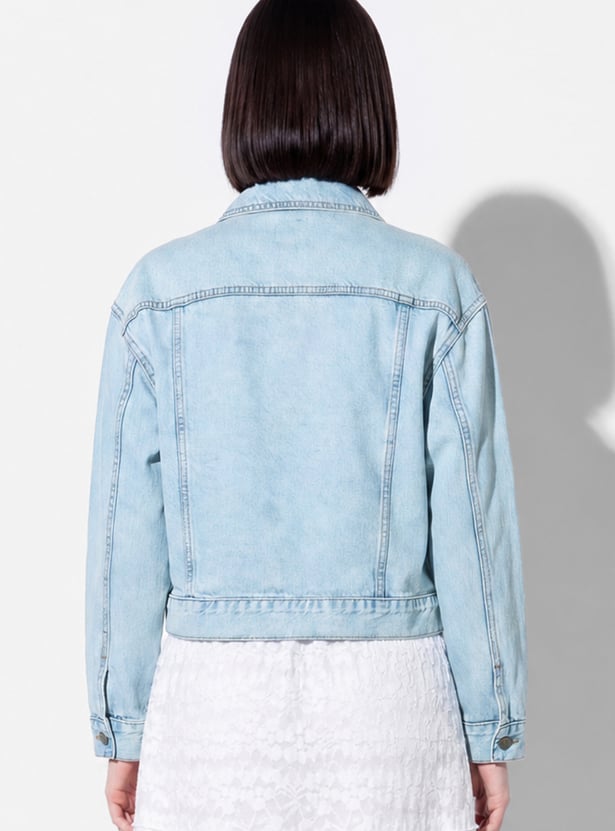 Women Washed Trucker Denim Jacket