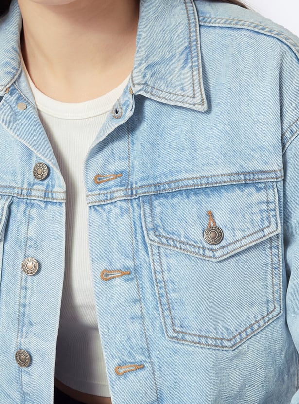 Women Washed Trucker Denim Jacket
