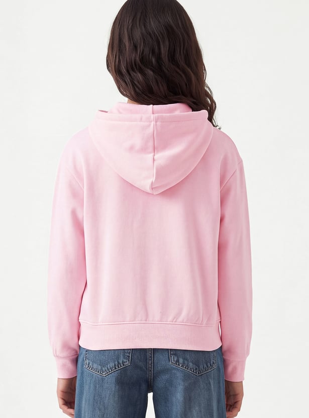 Girls Solid Zip-Through Sweatshirt