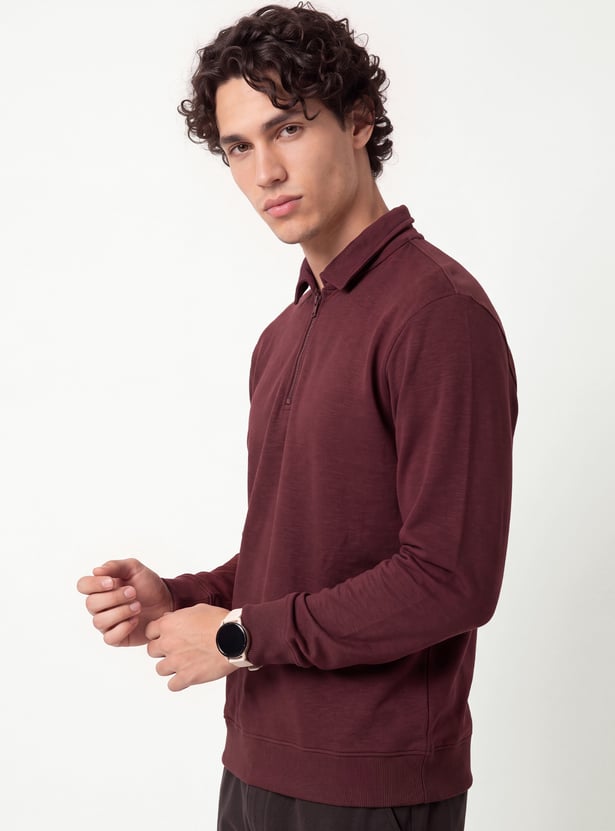 Men Collared Sports Sweatshirt