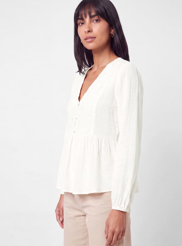 Women Lace Detailed Peplum Top