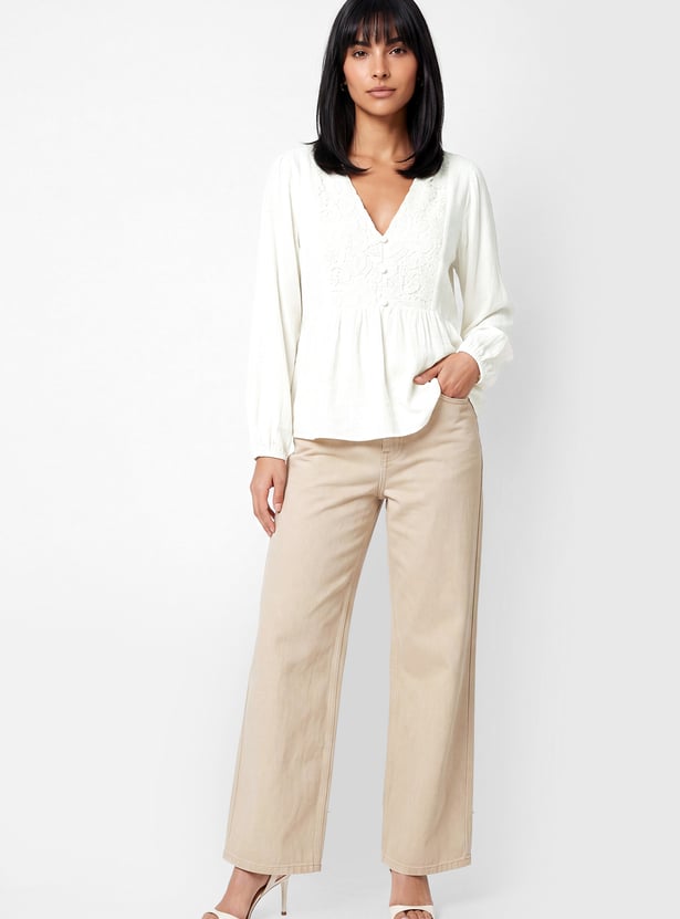 Women Lace Detailed Peplum Top