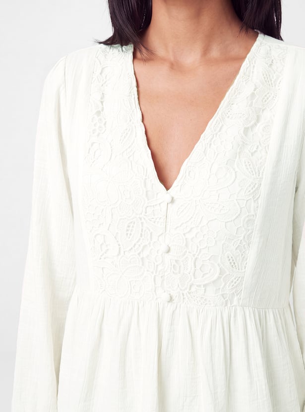 Women Lace Detailed Peplum Top
