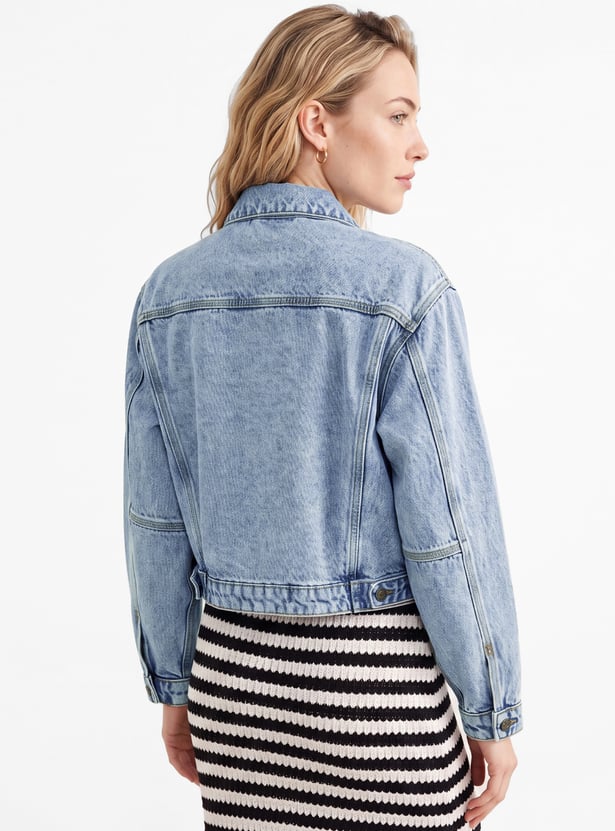 Women Washed Denim Trucker Jacket