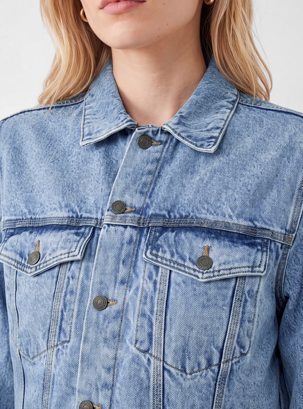 Women Washed Denim Trucker Jacket