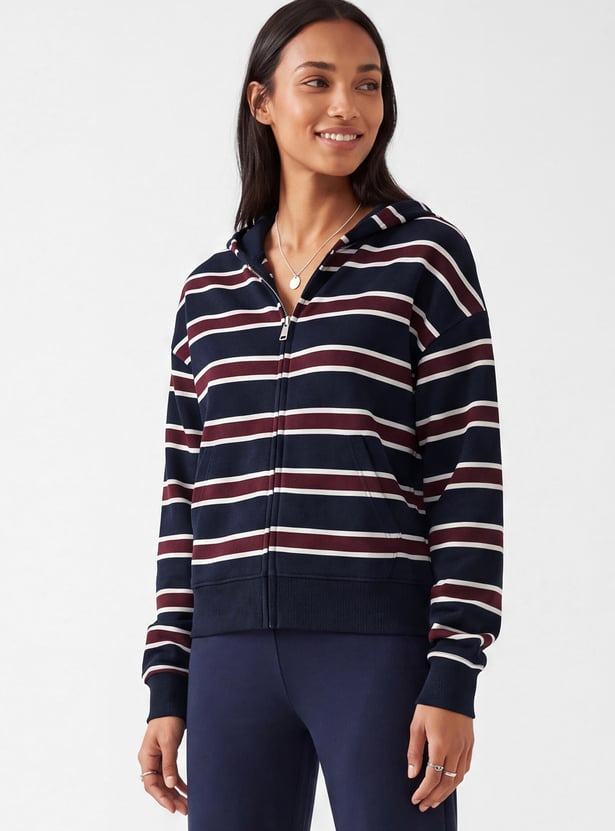 Women Striped Hooded Jacket