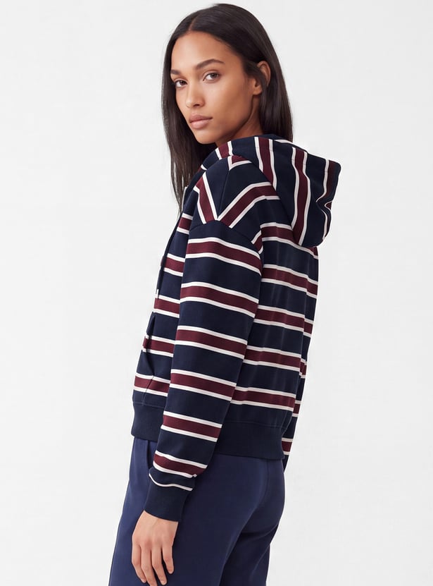 Women Striped Hooded Jacket