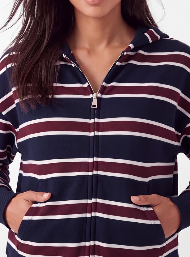 Women Striped Hooded Jacket