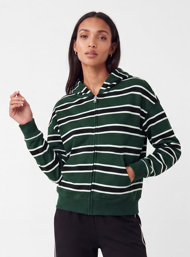 Women Striped Hooded Jacket
