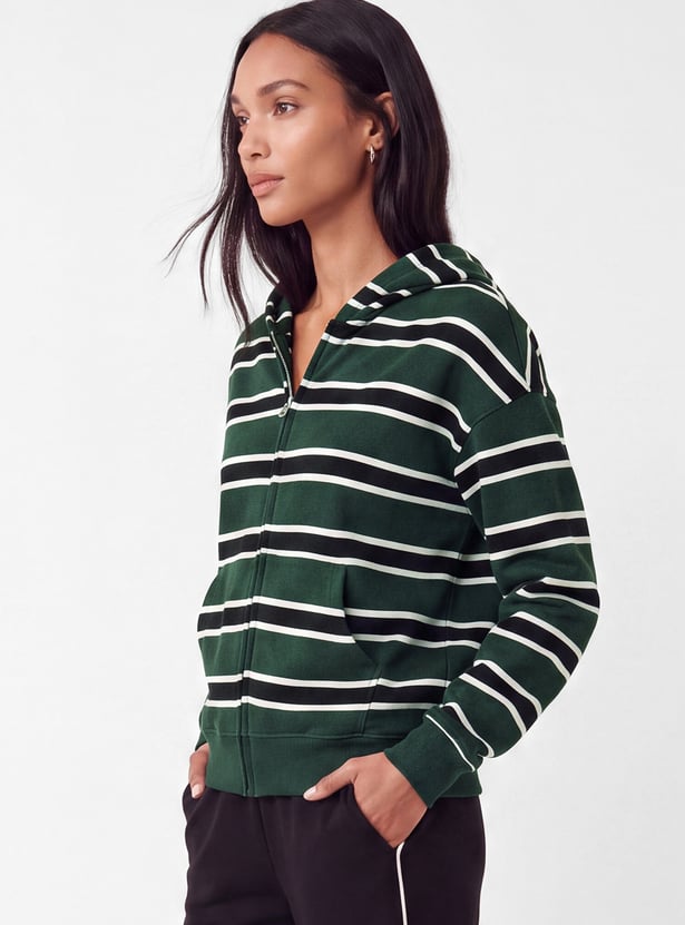 Women Striped Hooded Jacket