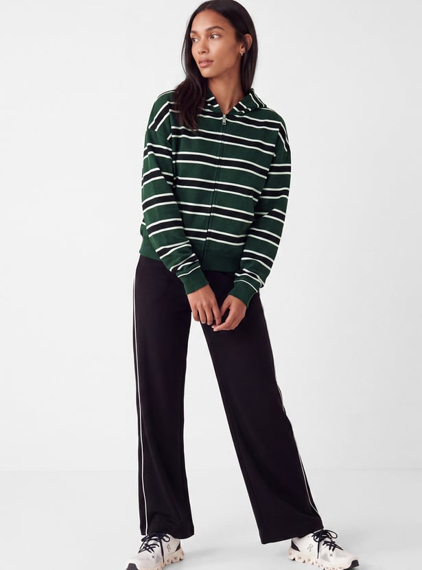 Women Striped Hooded Jacket