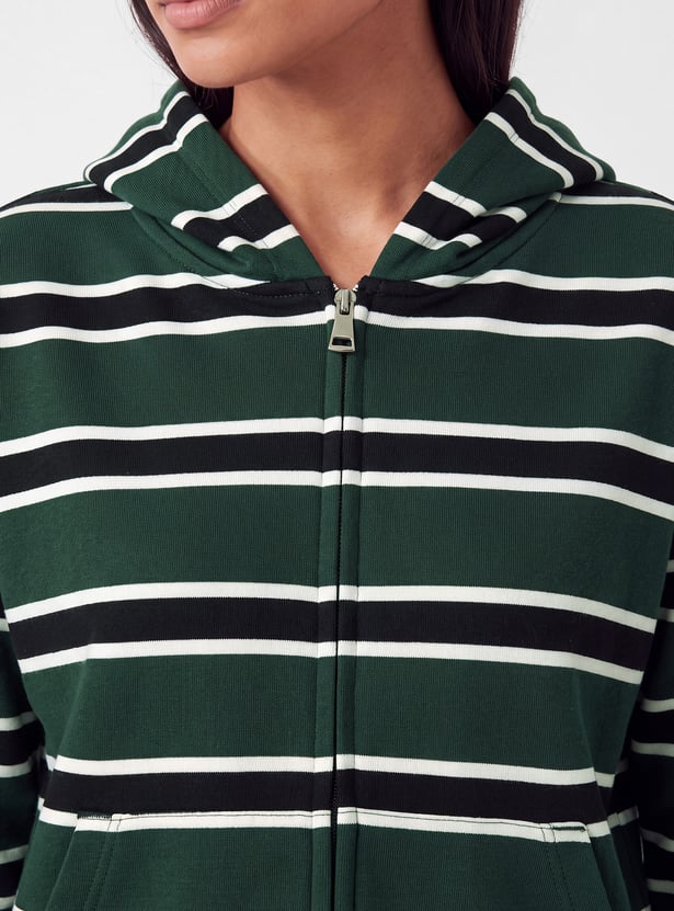 Women Striped Hooded Jacket