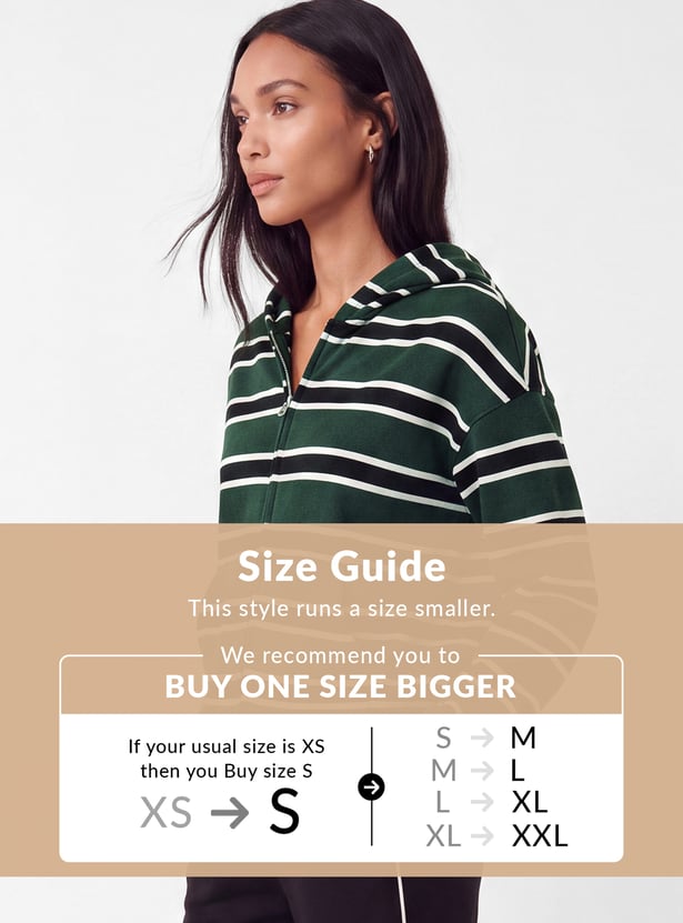 Women Striped Hooded Jacket