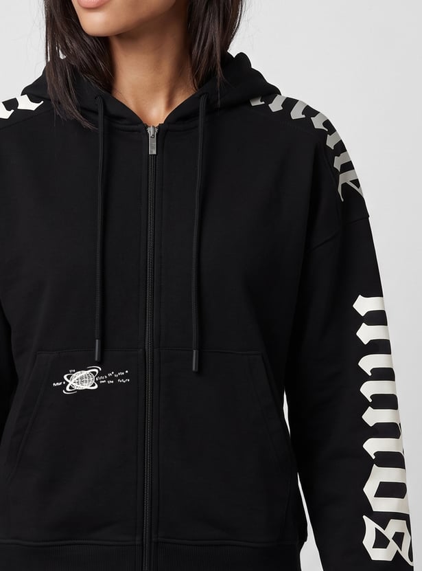 Women Printed Hooded Sports Jacket