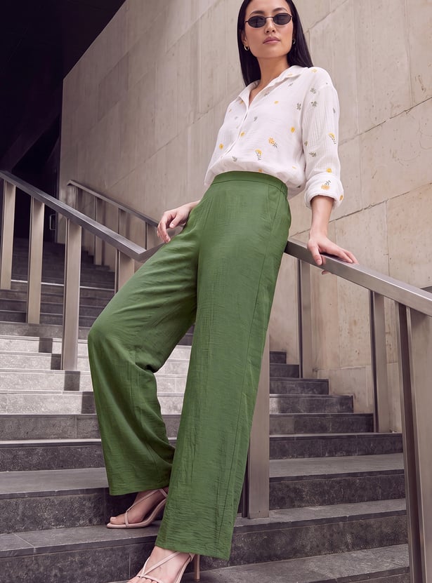 Women Wide-Leg Pull-on Trousers