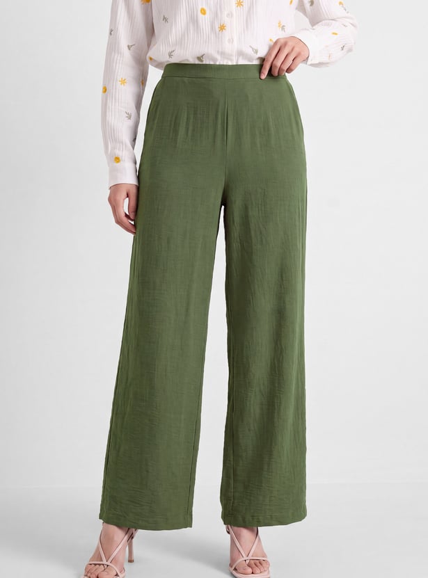 Women Wide-Leg Pull-on Trousers