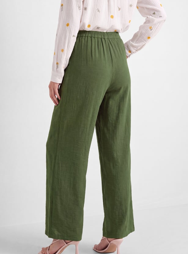 Women Wide-Leg Pull-on Trousers