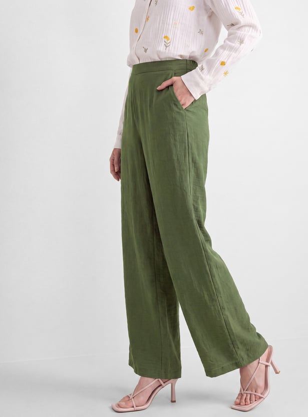 Women Wide-Leg Pull-on Trousers