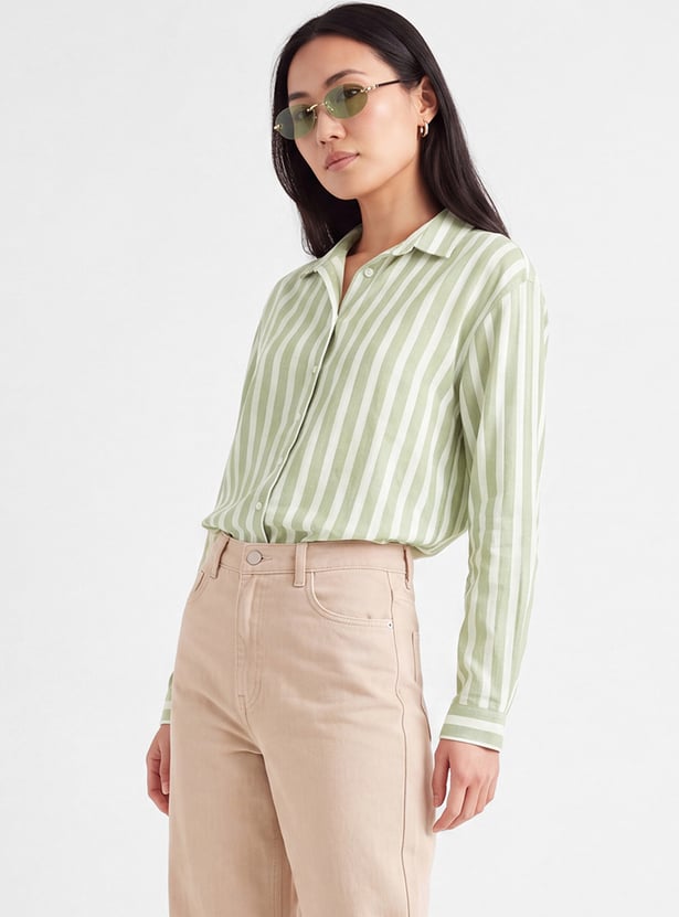 Women Striped Drop-Shoulder Shirt