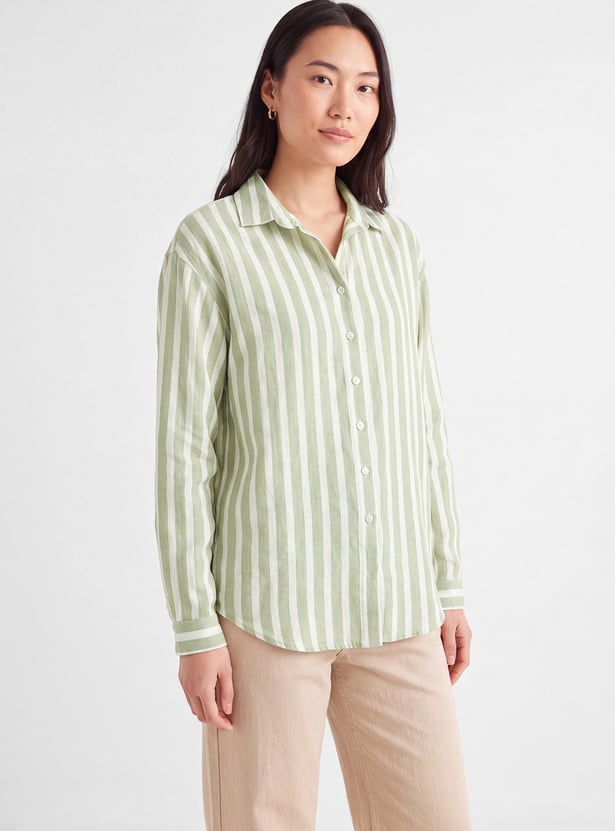Women Striped Drop-Shoulder Shirt