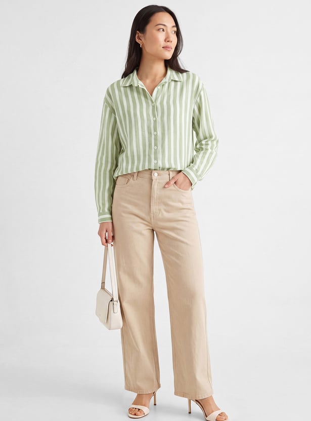 Women Striped Drop-Shoulder Shirt