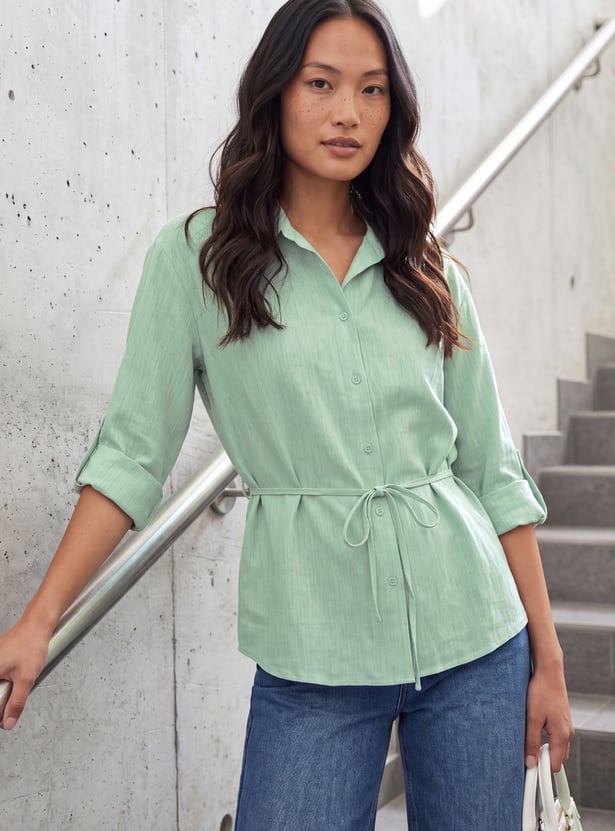 Women Striped Shirt-Style Top