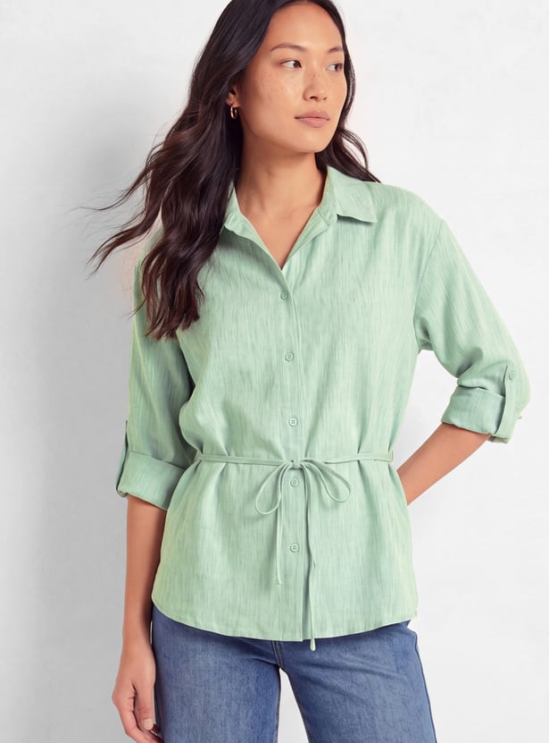 Women Striped Shirt-Style Top