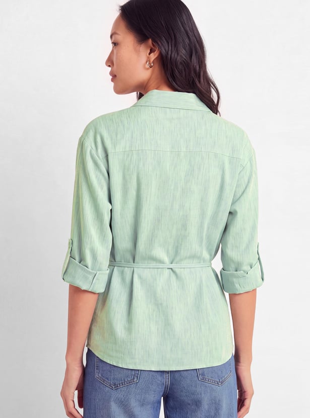 Women Striped Shirt-Style Top