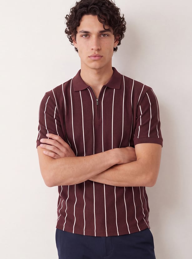Men Striped Polo T-shirt