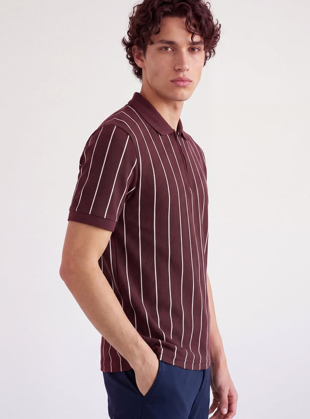 Men Striped Polo T-shirt