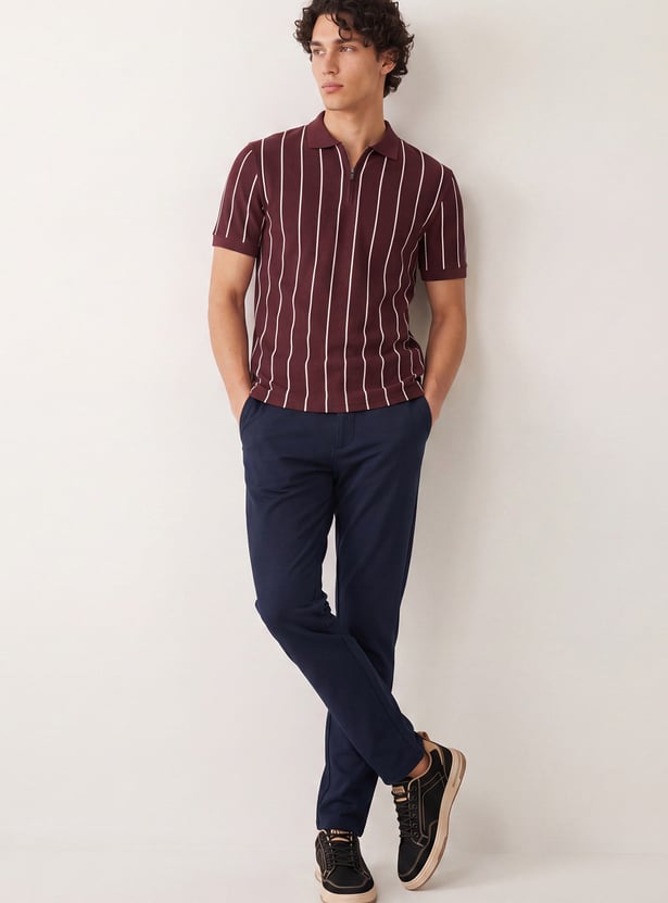 Men Striped Polo T-shirt