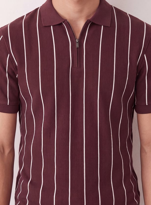 Men Striped Polo T-shirt