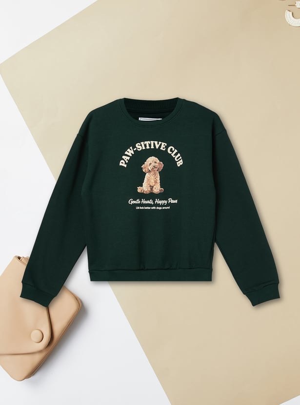 Girls Dog Printed Sweatshirt