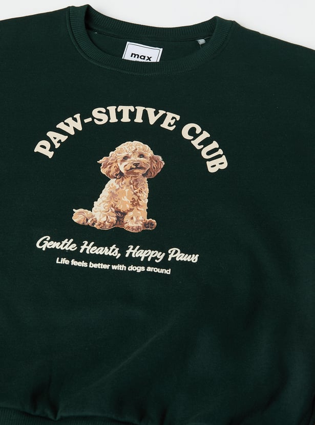 Girls Dog Printed Sweatshirt