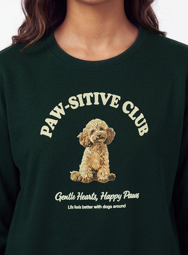 Girls Dog Printed Sweatshirt