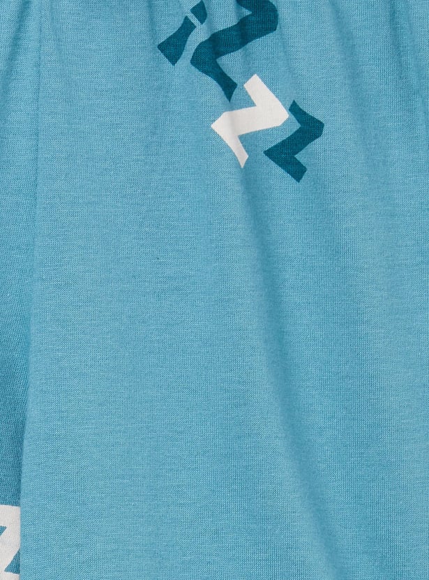 Boys Printed T-shirt with Pyjamas Set
