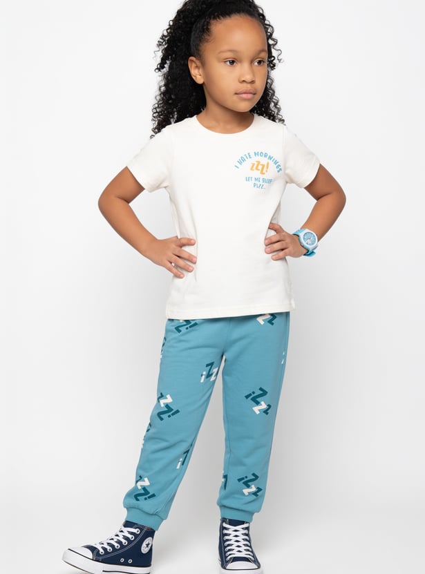 Boys Printed T-shirt with Pyjamas Set