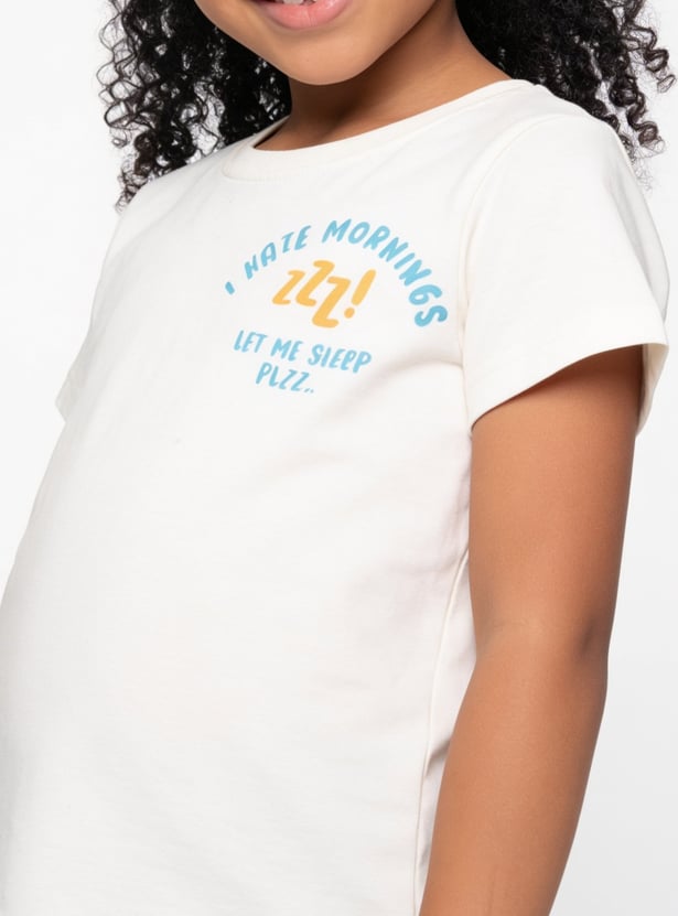 Boys Printed T-shirt with Pyjamas Set