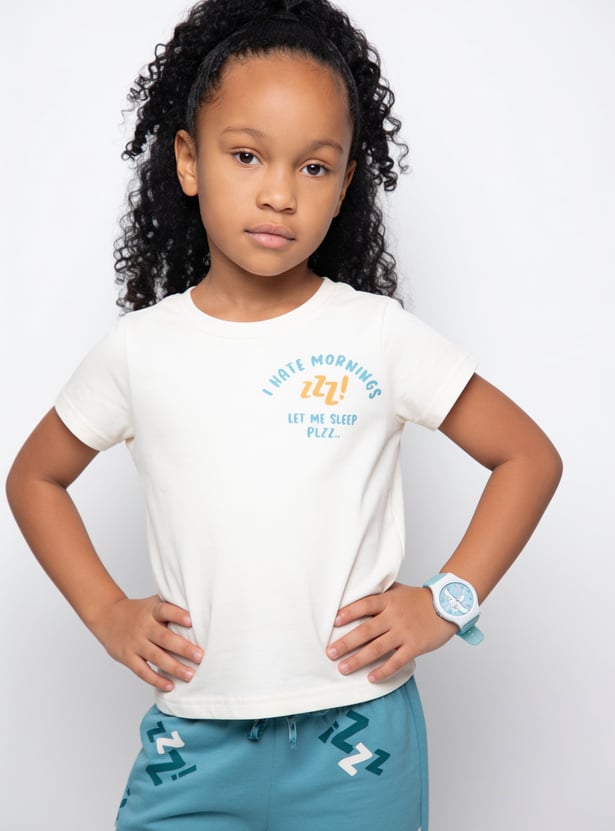 Boys Printed T-shirt with Pyjamas Set