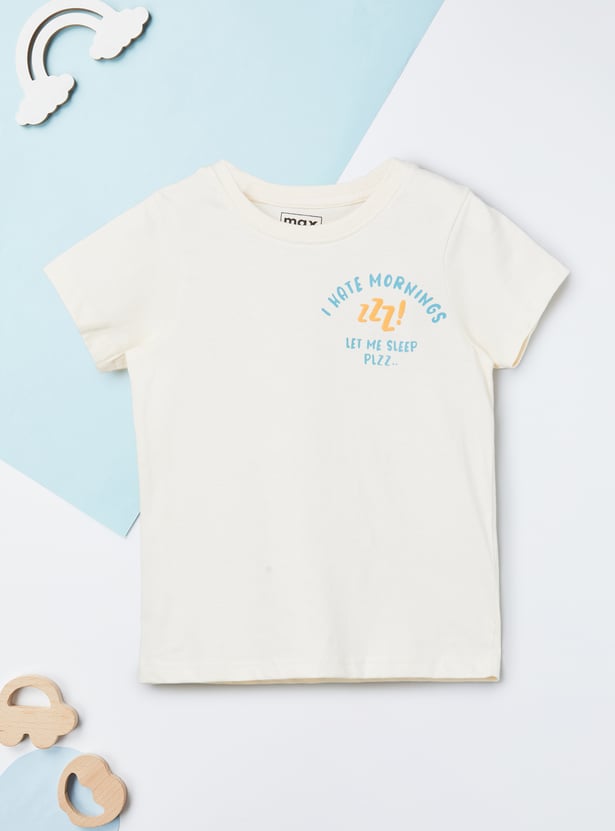 Boys Printed T-shirt with Pyjamas Set