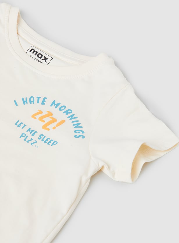Boys Printed T-shirt with Pyjamas Set