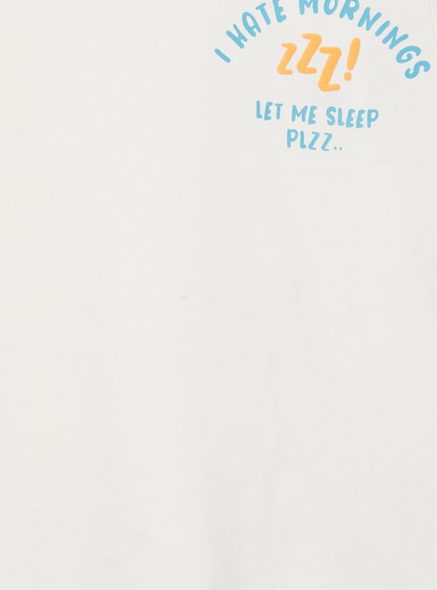 Boys Printed T-shirt with Pyjamas Set