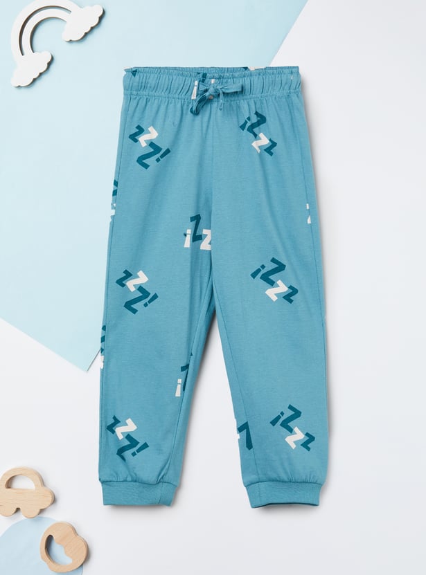 Boys Printed T-shirt with Pyjamas Set