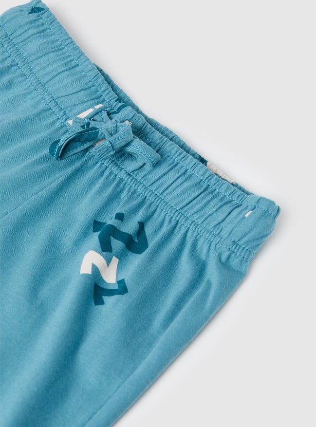 Boys Printed T-shirt with Pyjamas Set