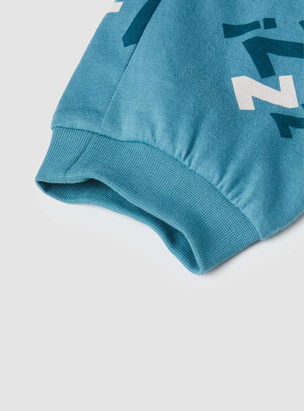Boys Printed T-shirt with Pyjamas Set